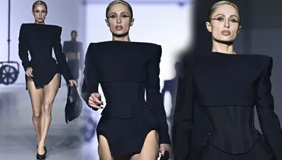 Paris Hilton Paris Moda Haftası'nda modellik yaptı