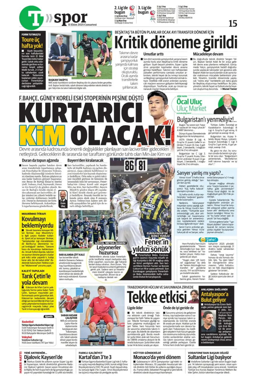 "Yeni destan vakti" (11 Ekim 2025 spor manşetleri) 24 "Yeni destan vakti" (11 Ekim 2025 spor manşetleri) 24