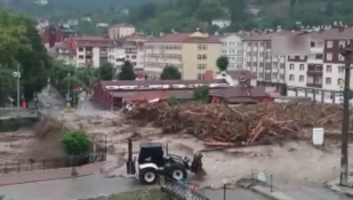 Sel Bozkurt'u böyle yıktı: Tomruklar suyun yolunu kesti
