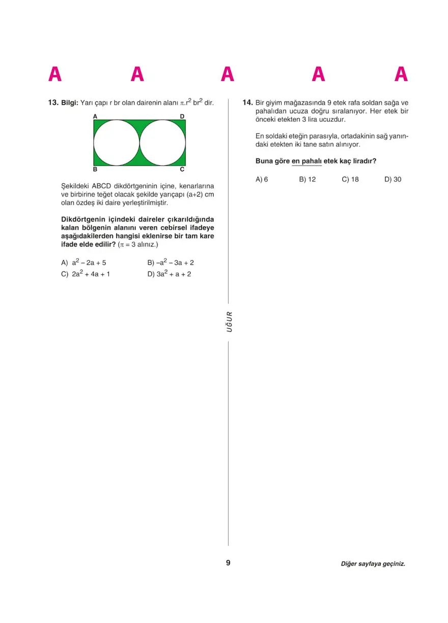 LGS deneme sınavı - Sayısal bölüm 8 LGS deneme sınavı - Sayısal bölüm 8