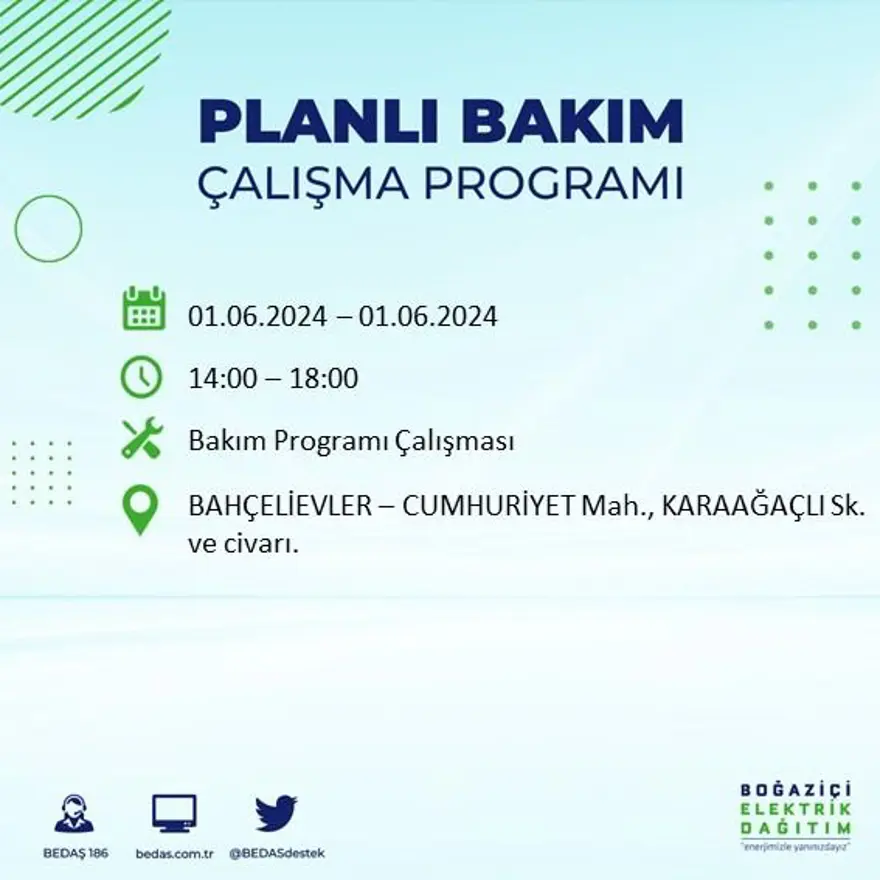 İstanbul'un 18 ilçesinde elektrik kesintisi yaşanacak: Elektrikler ne zaman gelecek? (1 Haziran BEDAŞ kesinti programı) 9 İstanbul'un 18 ilçesinde elektrik kesintisi yaşanacak: Elektrikler ne zaman gelecek? (1 Haziran BEDAŞ kesinti programı) 9