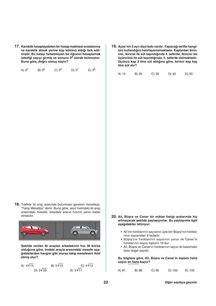 Uğur Okulları TYT -1 deneme sınavı 21