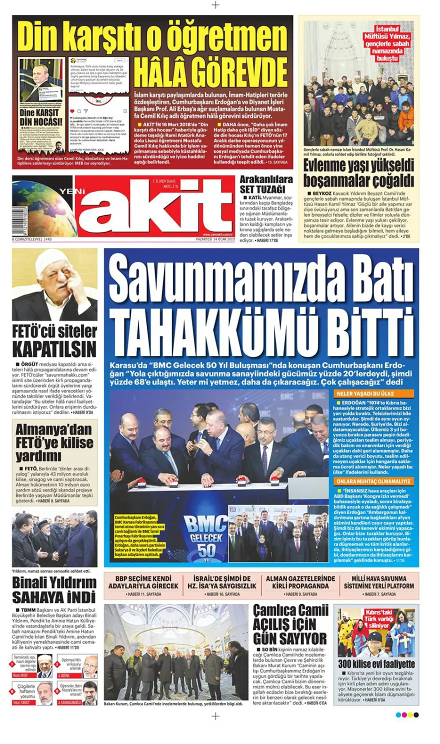 Günün gazete manşetleri - 14 Ocak 2019 12
