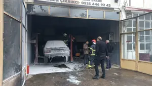 Kastamonu'da oto tamir dükkanında yangın
