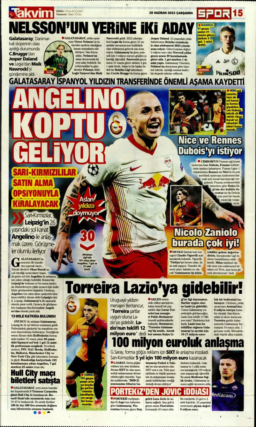 Günün spor manşetleri (28 Haziran 2023) 24