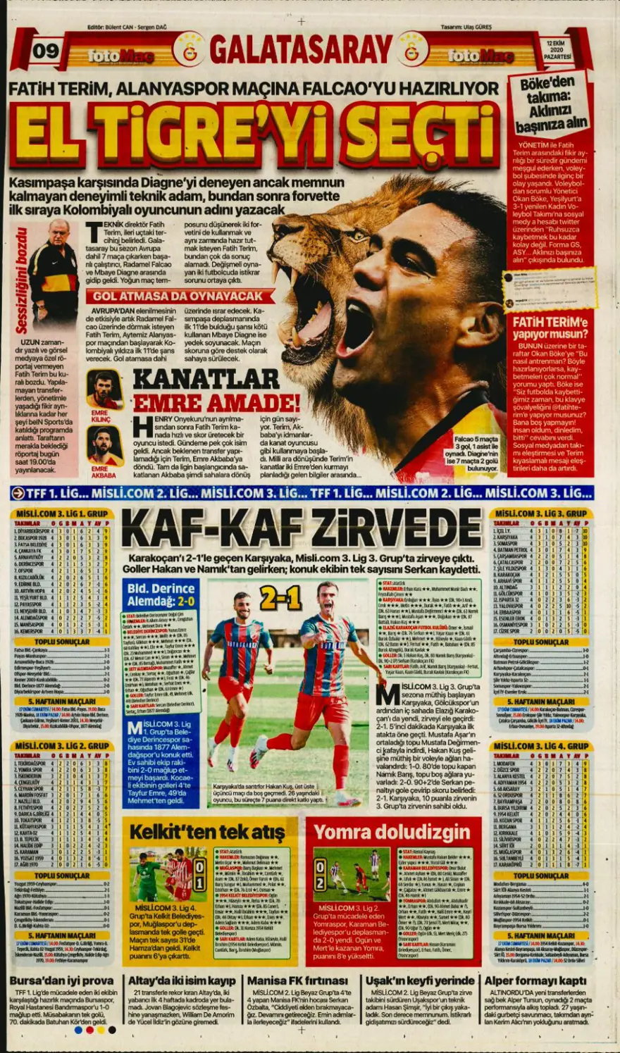 Günün spor manşetleri (12 Ekim 2020) 5