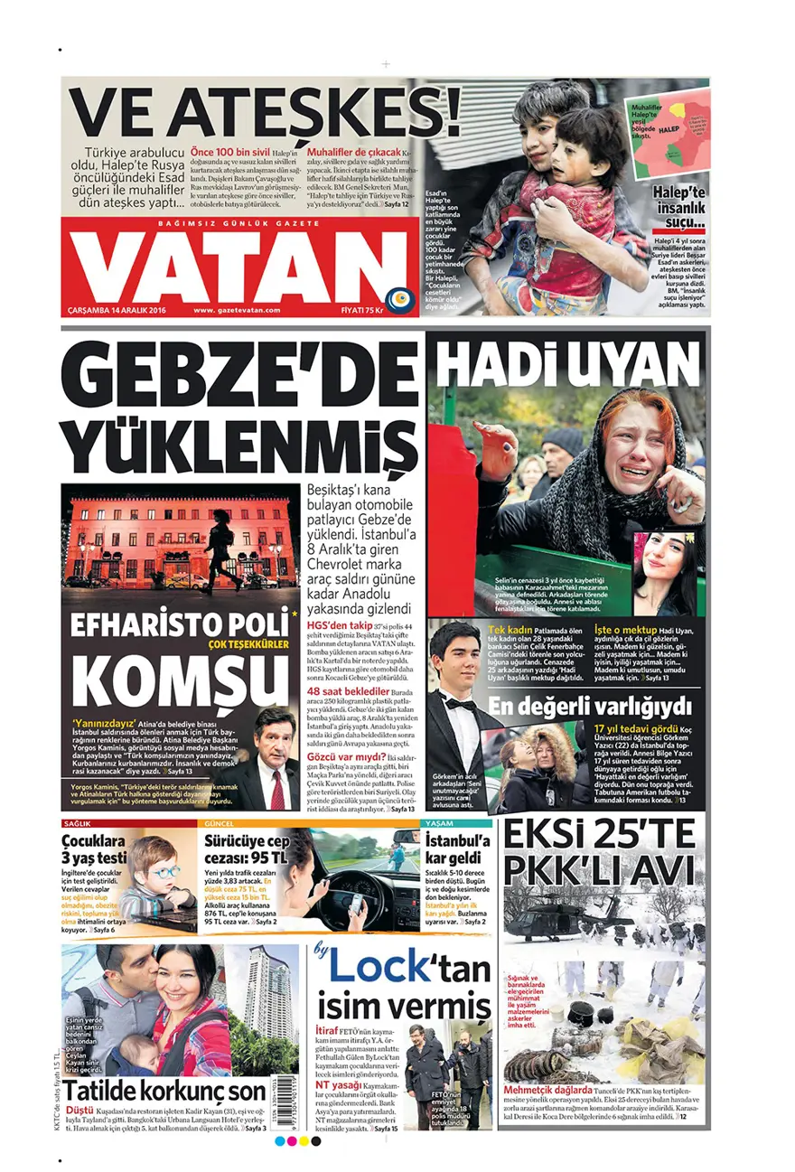 Günün gazete manşetleri - 14 Aralık 2016 