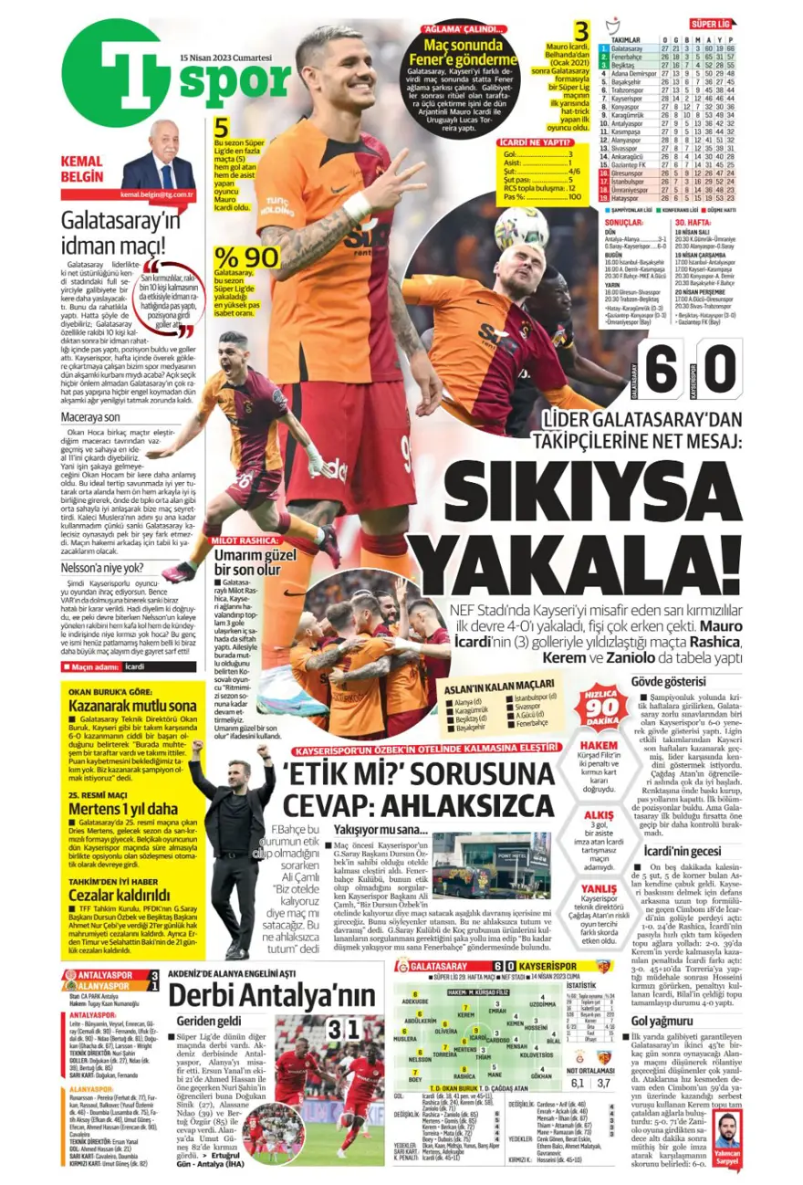 Günün spor manşetleri (15 Nisan 2023) 13