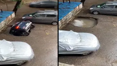 Otomobil saniyeler içinde gözden kayboldu