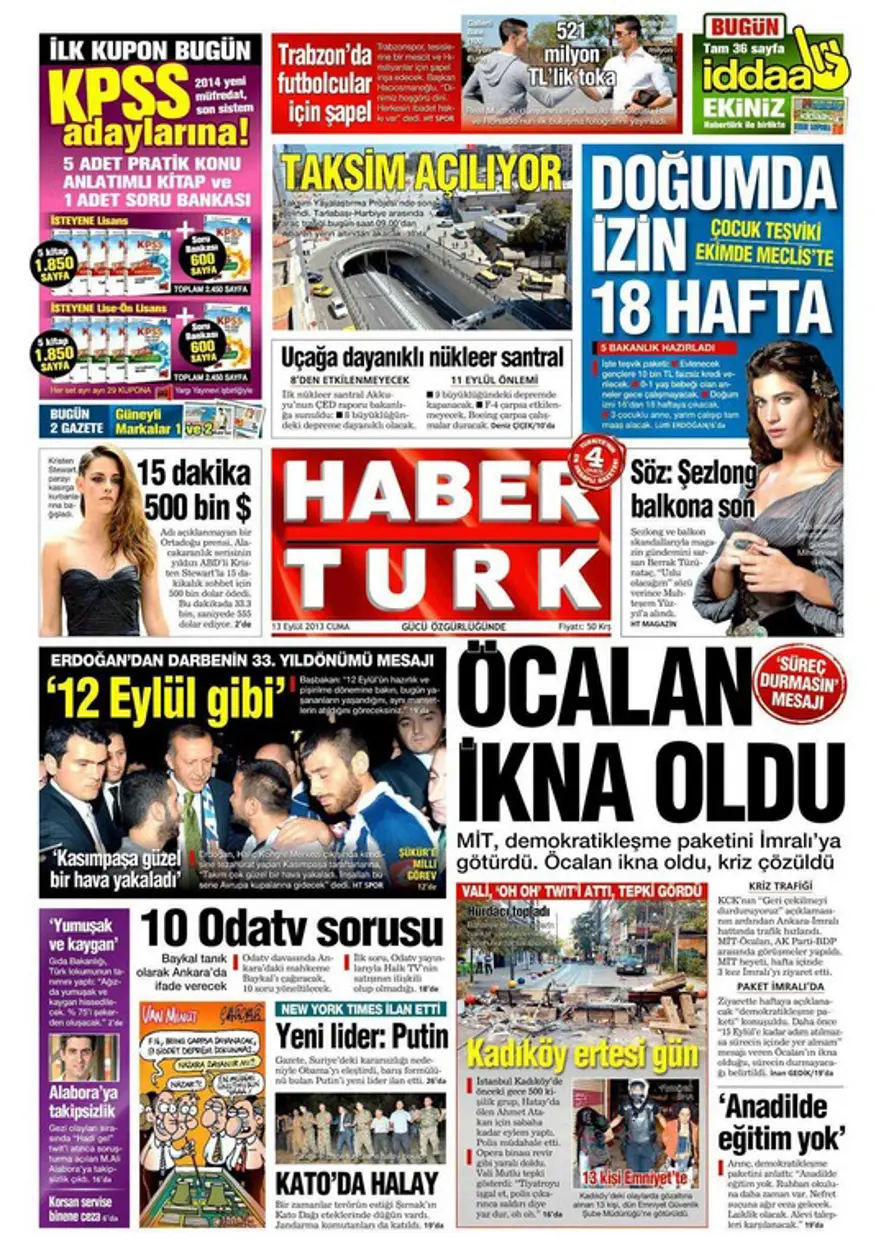 Günün Manşetleri- 13 Eylül 2013 5 Günün Manşetleri- 13 Eylül 2013 5