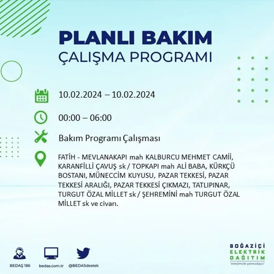 İstanbul'un 17 ilçesinde elektrik kesintisi yaşanacak: Elektrikler ne zaman gelecek? (10 Şubat BEDAŞ kesinti programı) 21 İstanbul'un 17 ilçesinde elektrik kesintisi yaşanacak: Elektrikler ne zaman gelecek? (10 Şubat BEDAŞ kesinti programı) 21