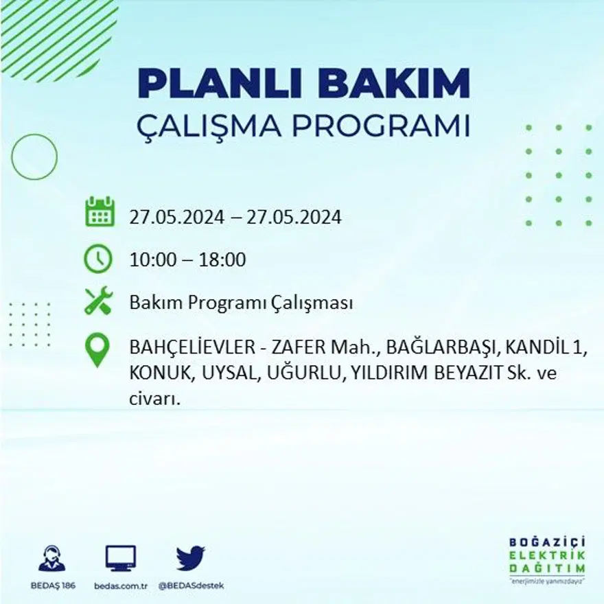 İstanbul'un 21 ilçesinde elektrik kesintisi: Elektrikler ne zaman gelecek? (27 Mayıs BEDAŞ kesinti programı) 10