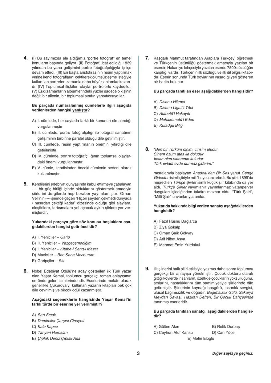 Uğur Okulları AYT -2 deneme sınavı 2