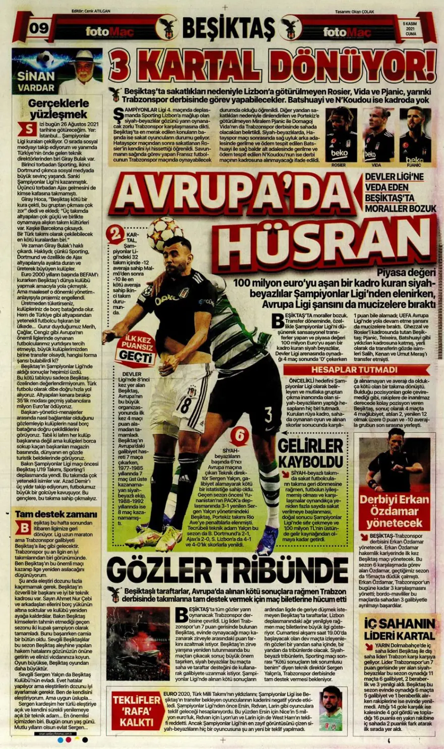 Günün spor manşetleri (5 Kasım 2021) 33