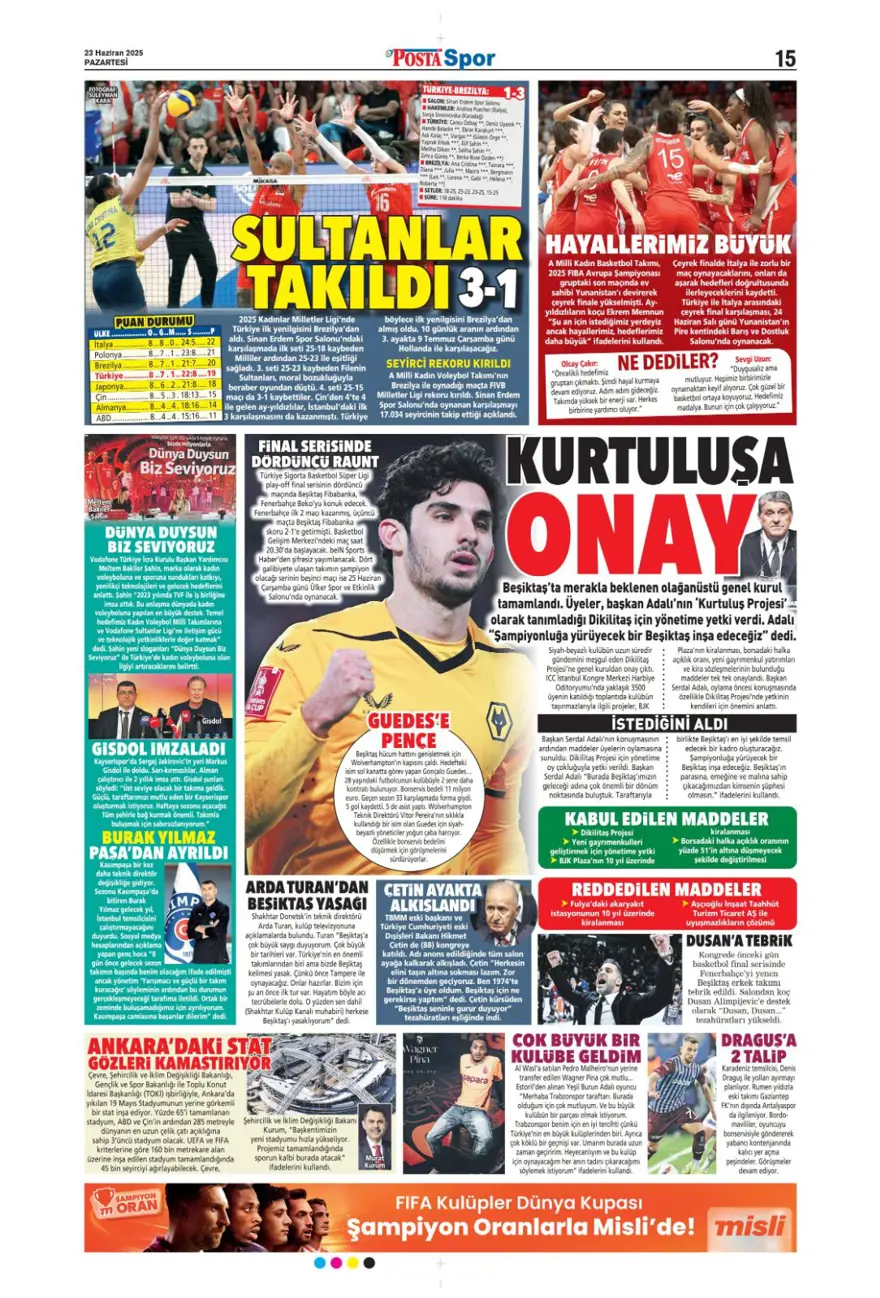 "Hedef Sancho, rakip Napoli" (23 Haziran 2025 spor manşetleri) 10