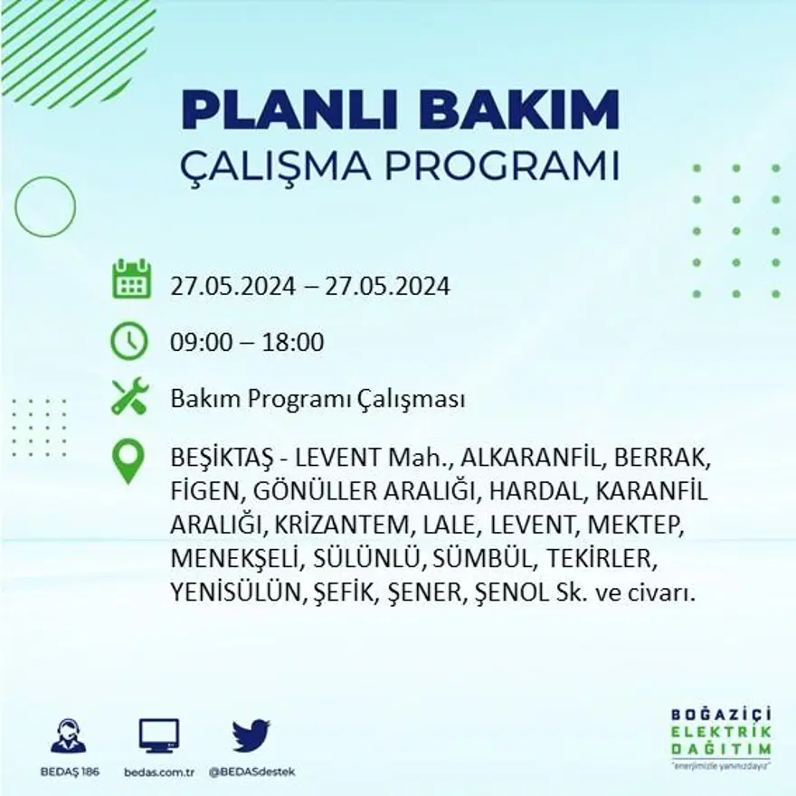 İstanbul'un 21 ilçesinde elektrik kesintisi: Elektrikler ne zaman gelecek? (27 Mayıs BEDAŞ kesinti programı) 16