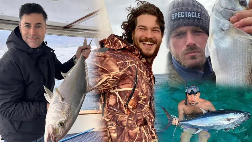 Kıvanç Tatlıtuğ ile Kıvanç Kasabalı balıkta. Deniz tutkusuyla bilinen ünlüler 