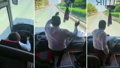 Deplasman yolunda akılalmaz görüntü