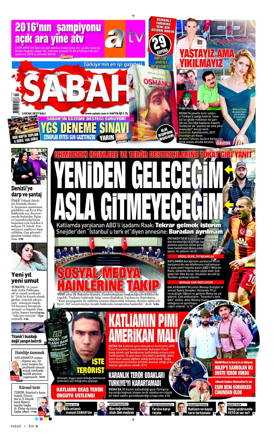 Günün gazete manşetleri - 3 Ocak 2016 8