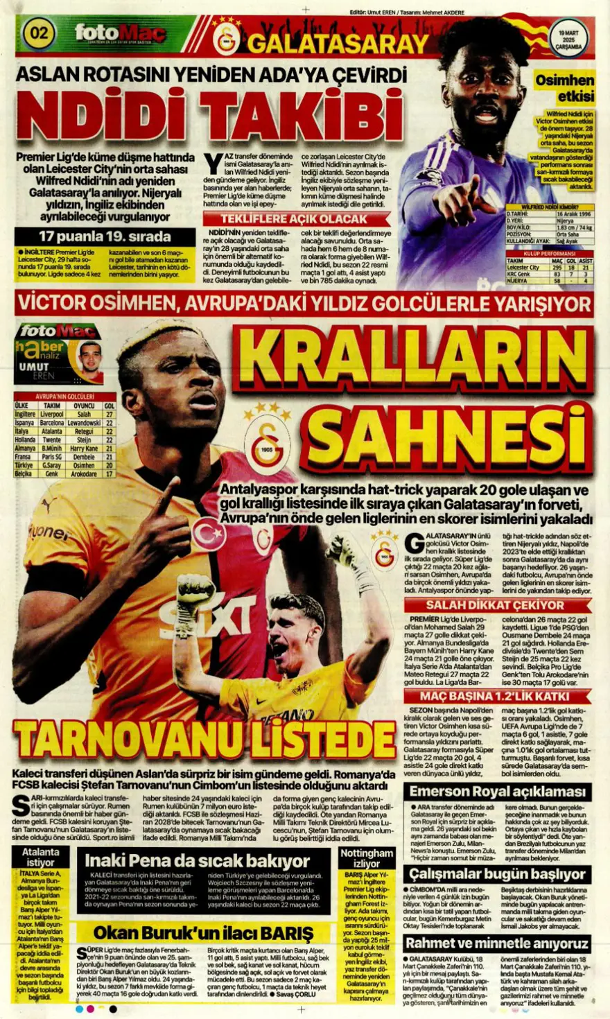 "Kayıtsız şartsız Mourinho" (19 Mart 2025 spor manşetleri) 4 "Kayıtsız şartsız Mourinho" (19 Mart 2025 spor manşetleri) 4