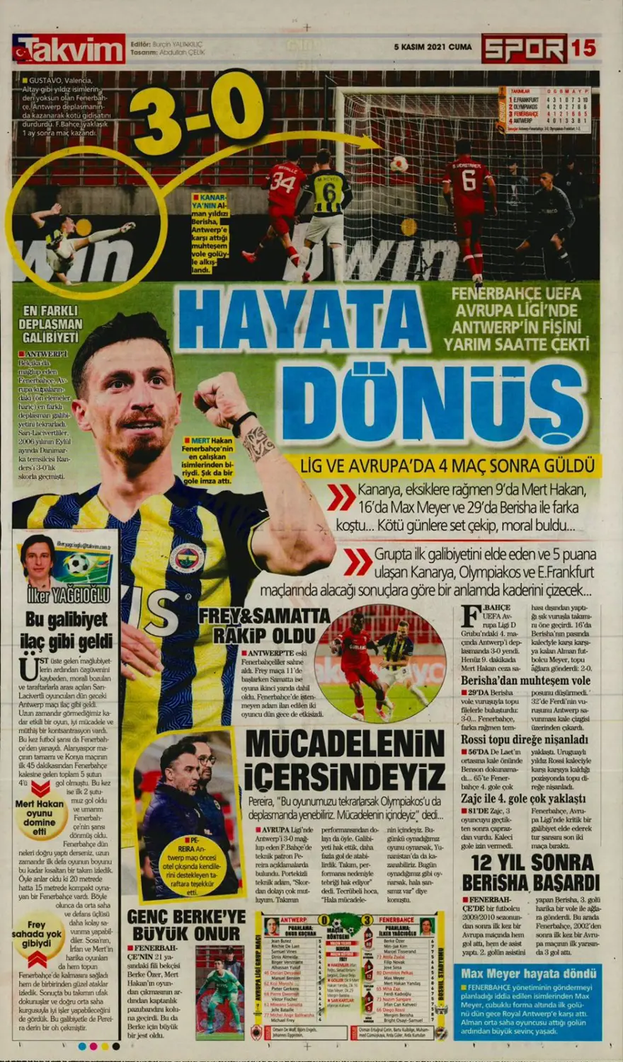 Günün spor manşetleri (5 Kasım 2021) 4