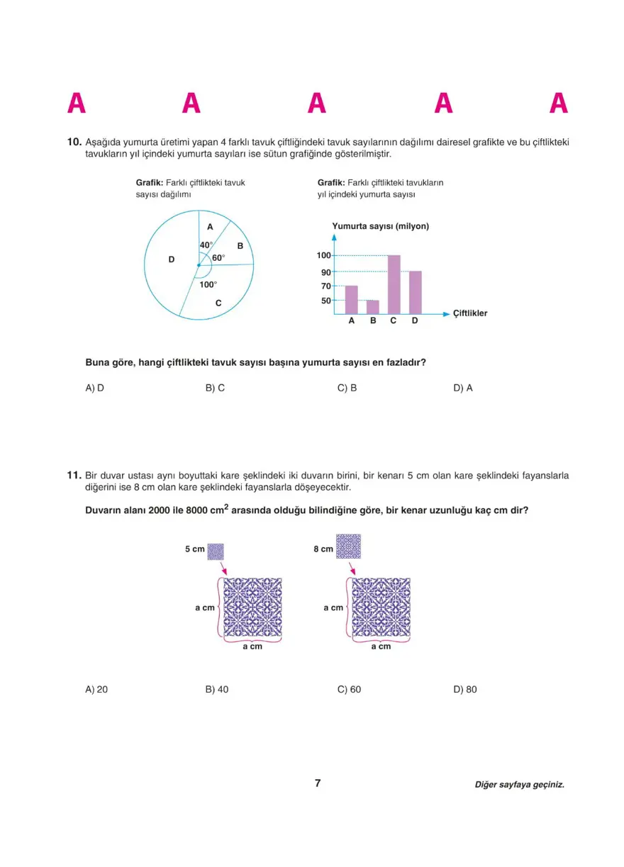 LGS deneme sınavı - Sayısal bölüm 6 LGS deneme sınavı - Sayısal bölüm 6