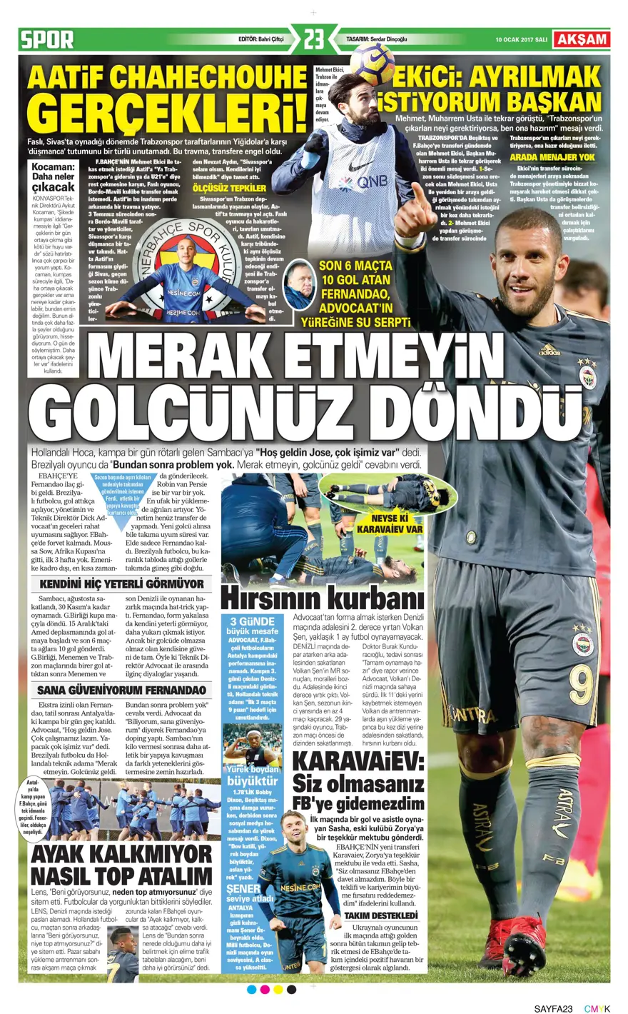 Günün spor manşetleri (10 Ocak 2017) 2