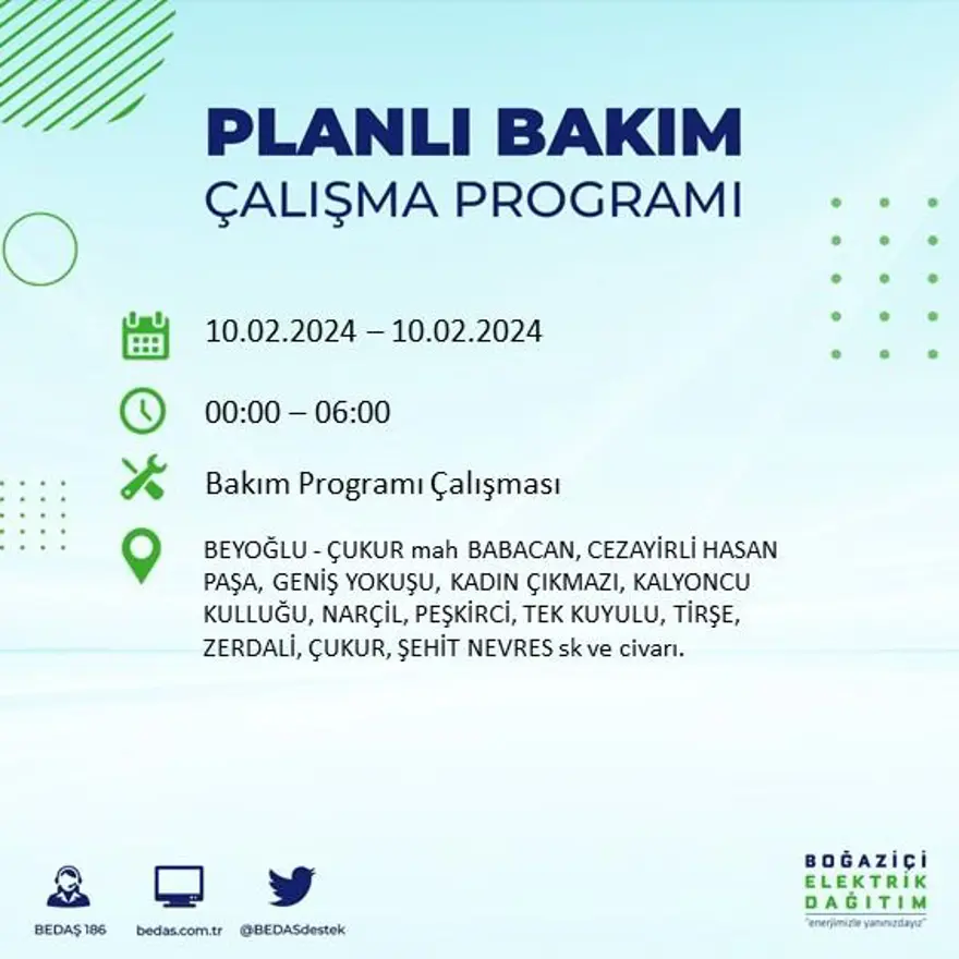 İstanbul'un 17 ilçesinde elektrik kesintisi yaşanacak: Elektrikler ne zaman gelecek? (10 Şubat BEDAŞ kesinti programı) 13 İstanbul'un 17 ilçesinde elektrik kesintisi yaşanacak: Elektrikler ne zaman gelecek? (10 Şubat BEDAŞ kesinti programı) 13