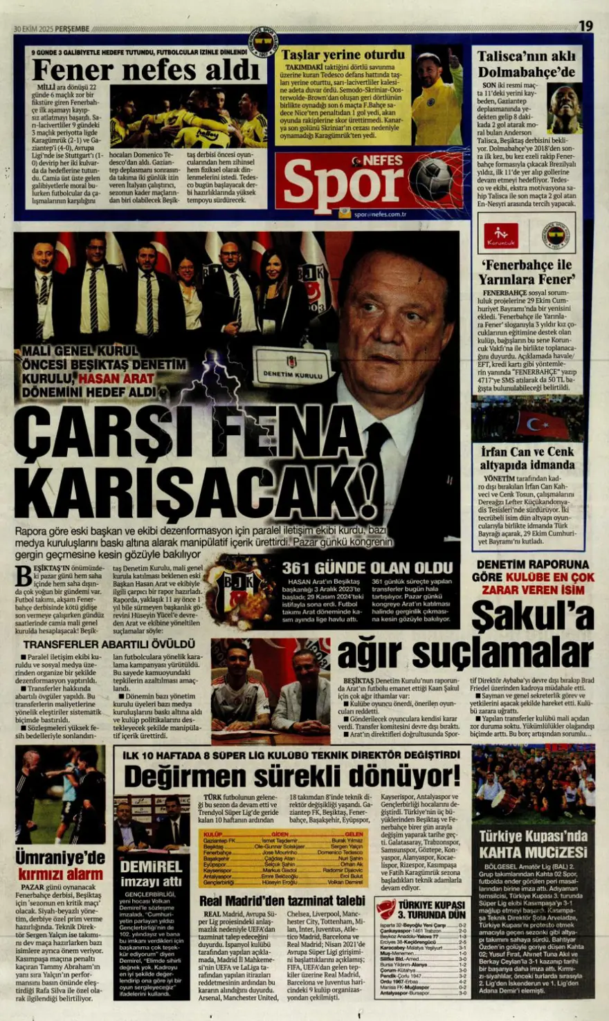 "Hakem dalgası tsunamiye dönüşür mü?" (30 Ekim 2025 spor manşetleri) 13 "Hakem dalgası tsunamiye dönüşür mü?" (30 Ekim 2025 spor manşetleri) 13