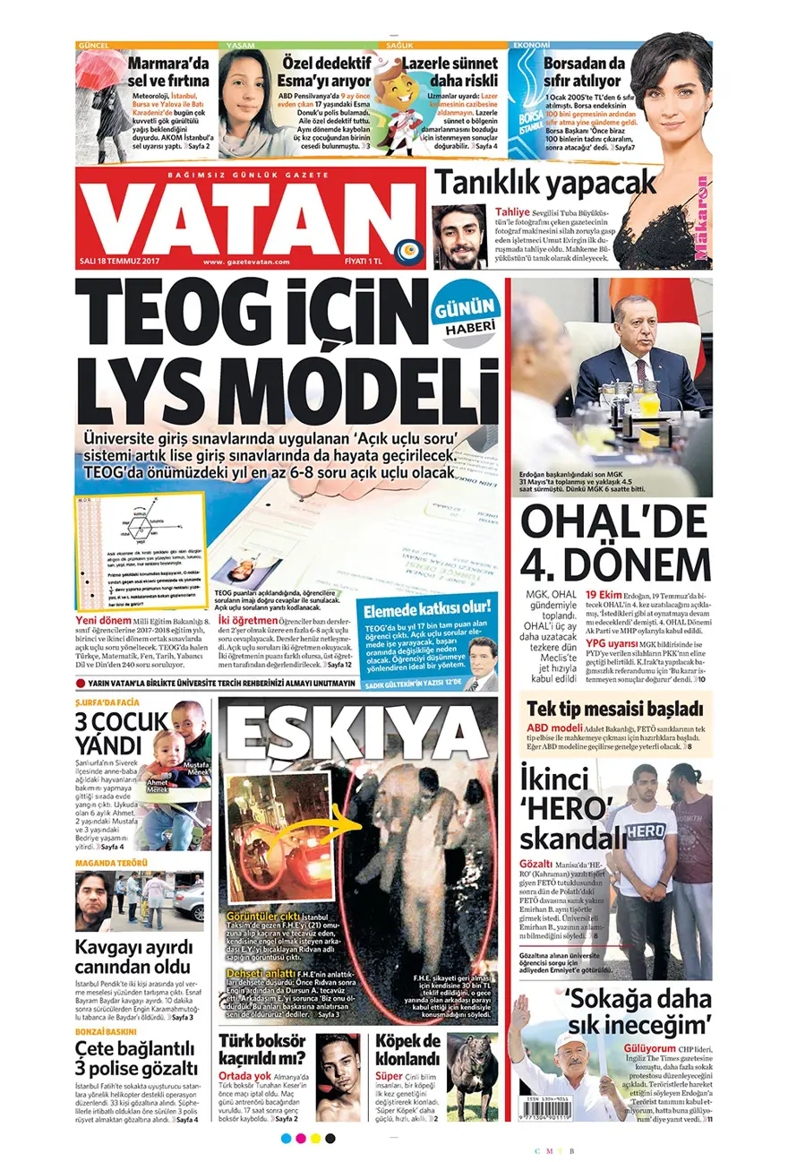 Günün gazete manşetleri - 18 Temmuz 2017 4