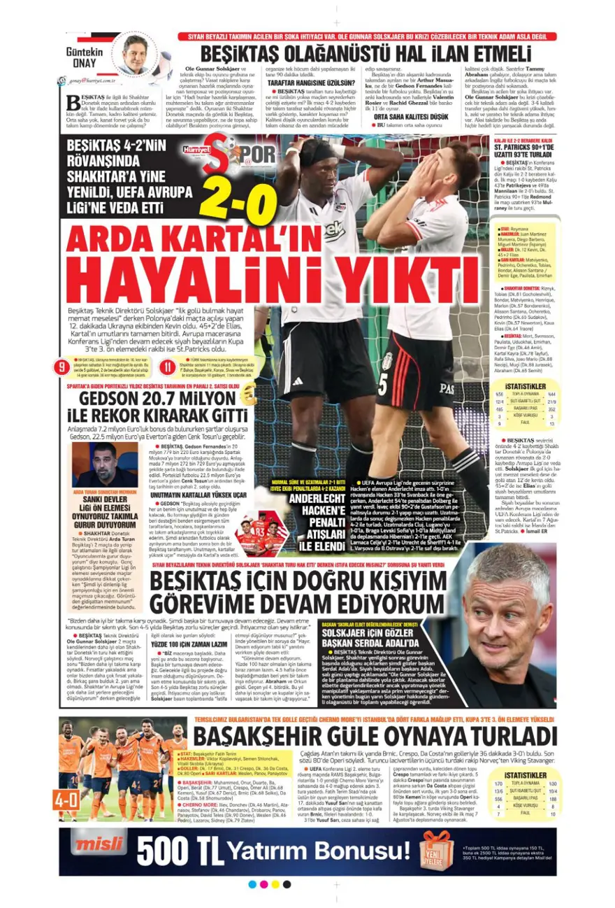 "Her yer karanlık" (1 Ağustos 2025 spor manşetleri) 8