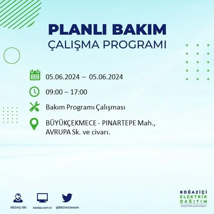 İstanbul'un 19 ilçesinde elektrik kesintisi: Elektrikler ne zaman gelecek? (5 Haziran BEDAŞ kesinti programı) 22 İstanbul'un 19 ilçesinde elektrik kesintisi: Elektrikler ne zaman gelecek? (5 Haziran BEDAŞ kesinti programı) 22