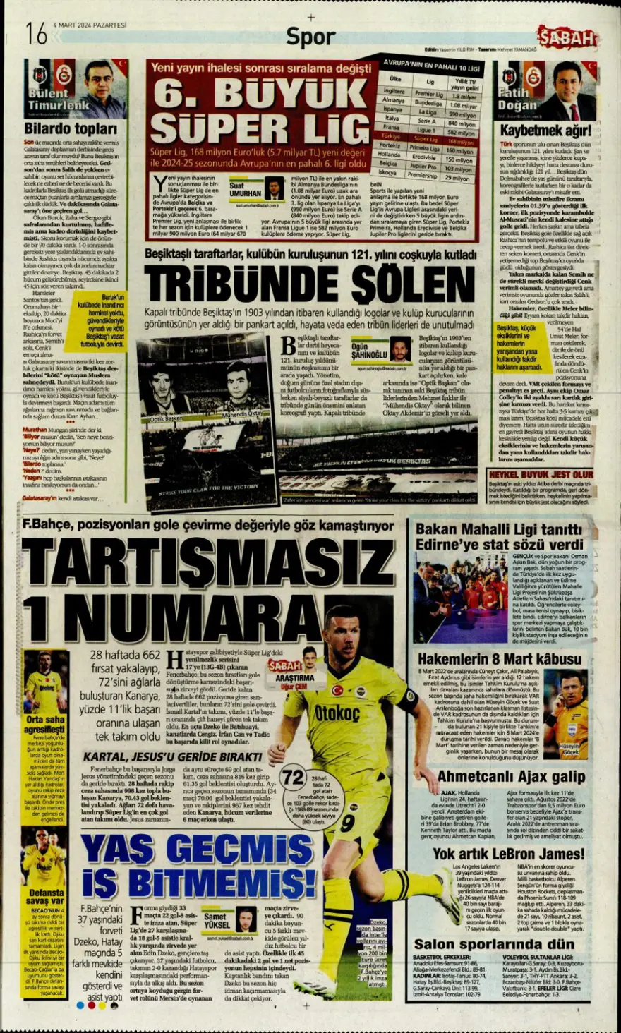 "Aslan tarihi değiştirdi" (4 Mart 2024 spor manşetleri) 8