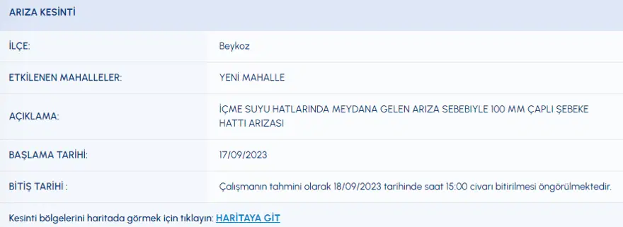 İstanbul'un 8 ilçesinde su kesintisi: Sular ne zaman gelecek? (18 Eylül İSKİ su kesintisi listesi) 3