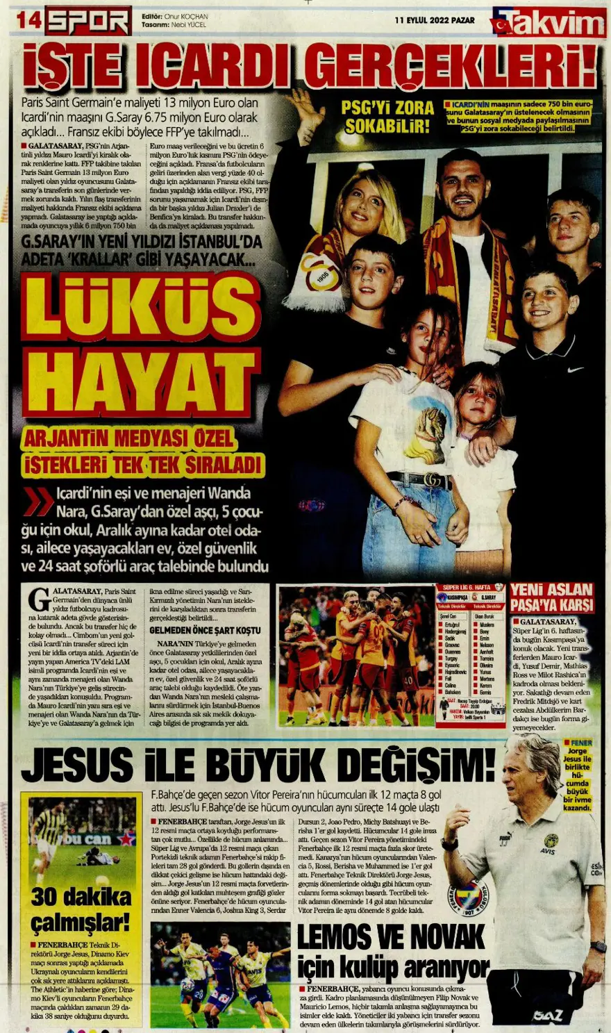 Günün spor manşetleri (11 Eylül 2022) 15