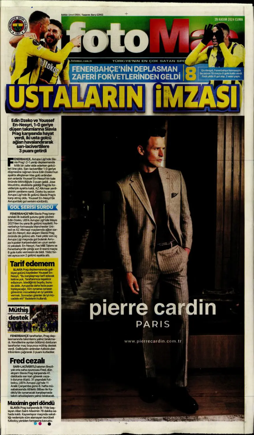 "Avrupa'da Fener alayı" (29 Kasım 2024 spor manşetleri) 19