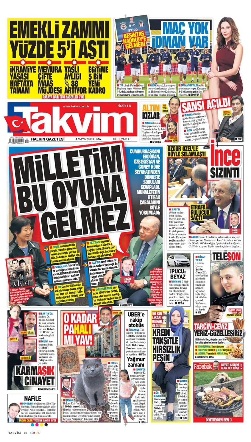Günün gazete manşetleri - 4 Mayıs 2018 6