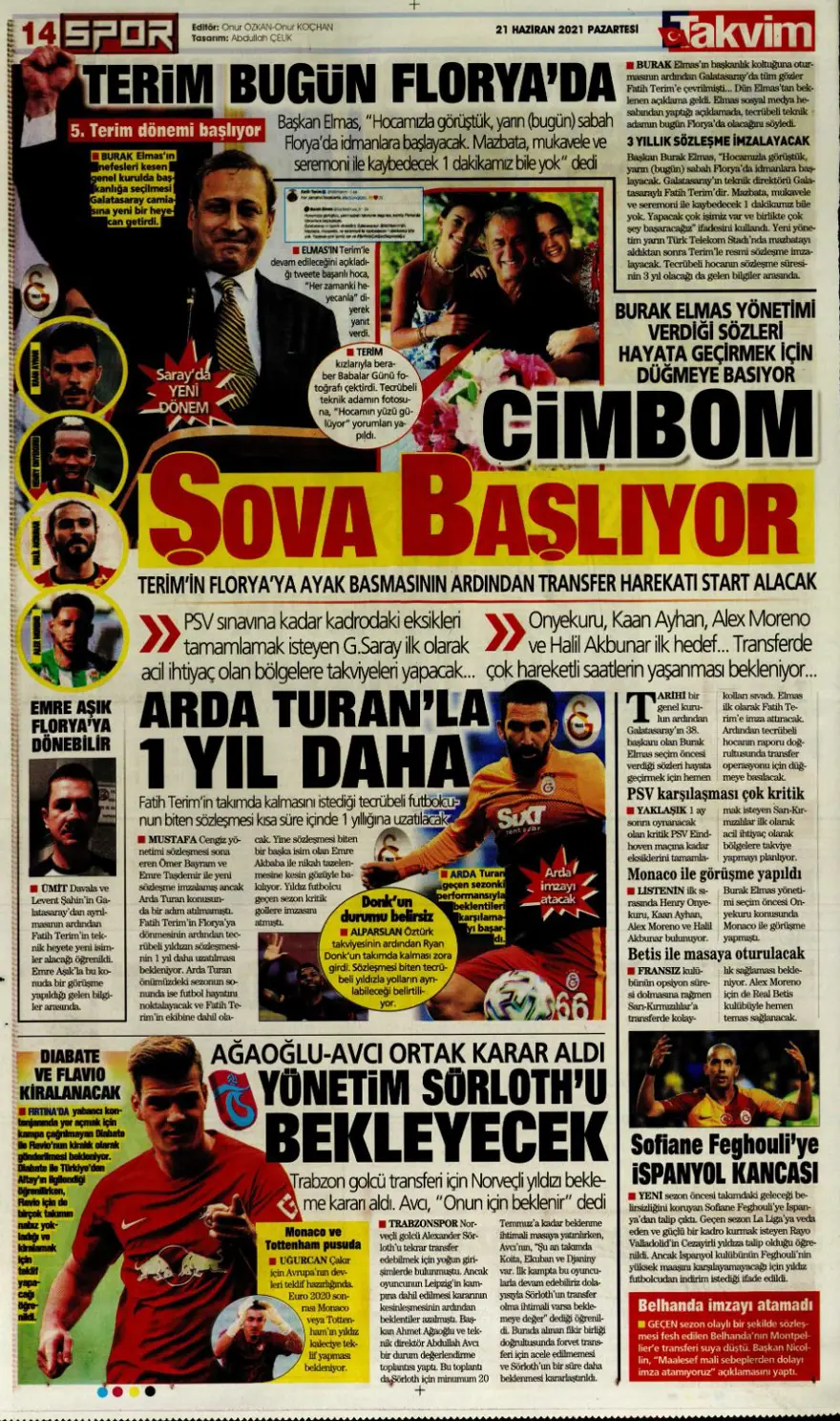 Günün spor manşetleri (21 Haziran 2021) 14