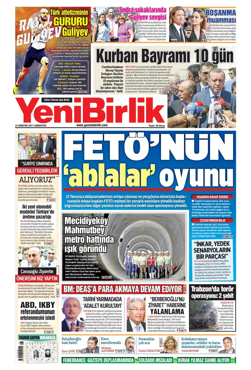Günün gazete manşetleri - 12.08.2017 16 Günün gazete manşetleri - 12.08.2017 16