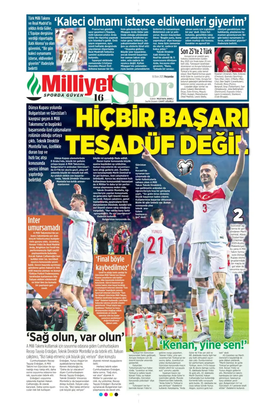 "İrfan Can bombası" (16 Ekim 2025 spor manşetleri) 9