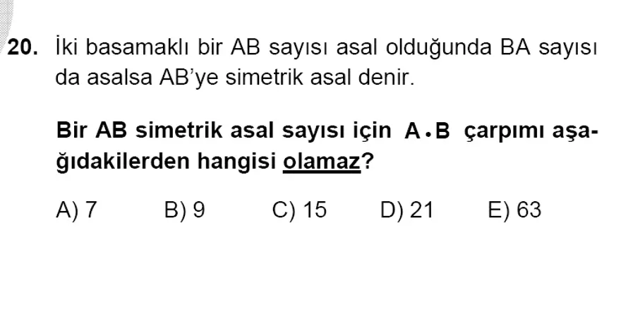YGS Matematik soruları ve yanıtları 19
