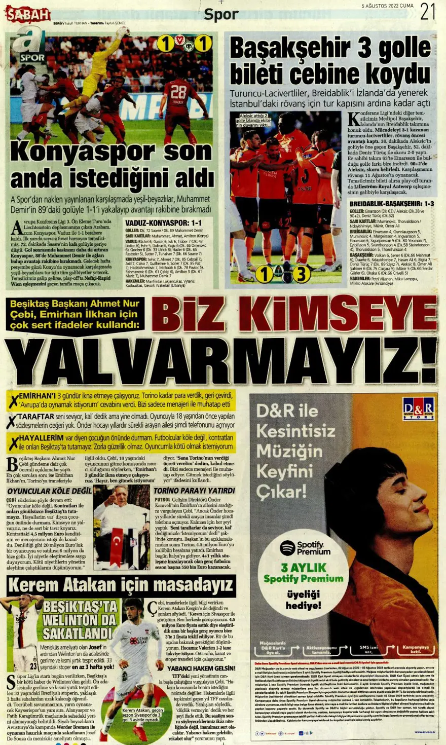 Günün spor manşetleri (5 Ağustos 2022) 8