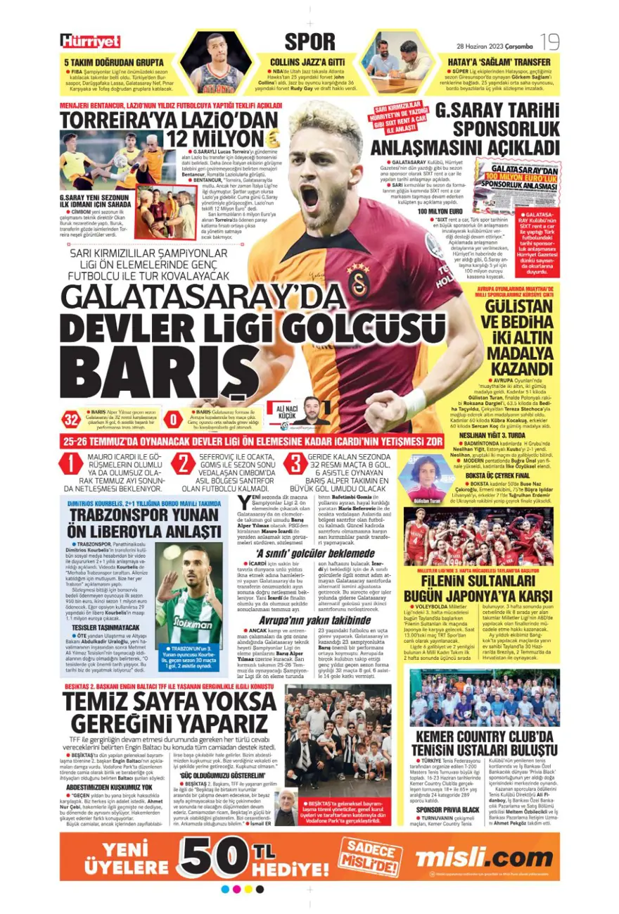Günün spor manşetleri (28 Haziran 2023) 16