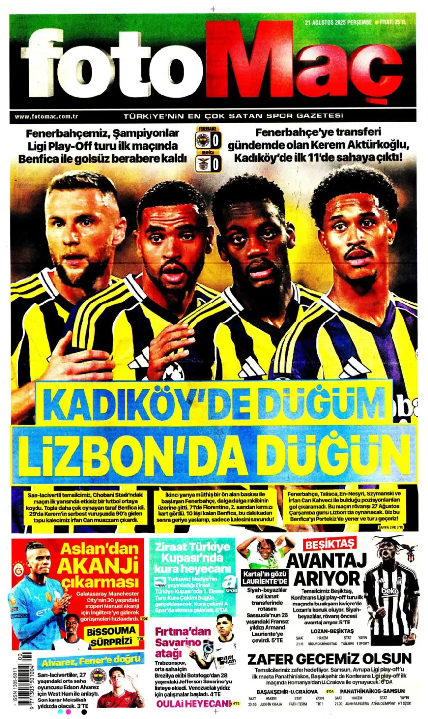 "Akanji müjdesi" (21 Ağustos spor manşetleri) 9