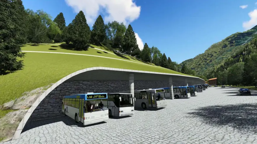 Ayder Yaylası'nda dağın içerisine çevreci otopark 12