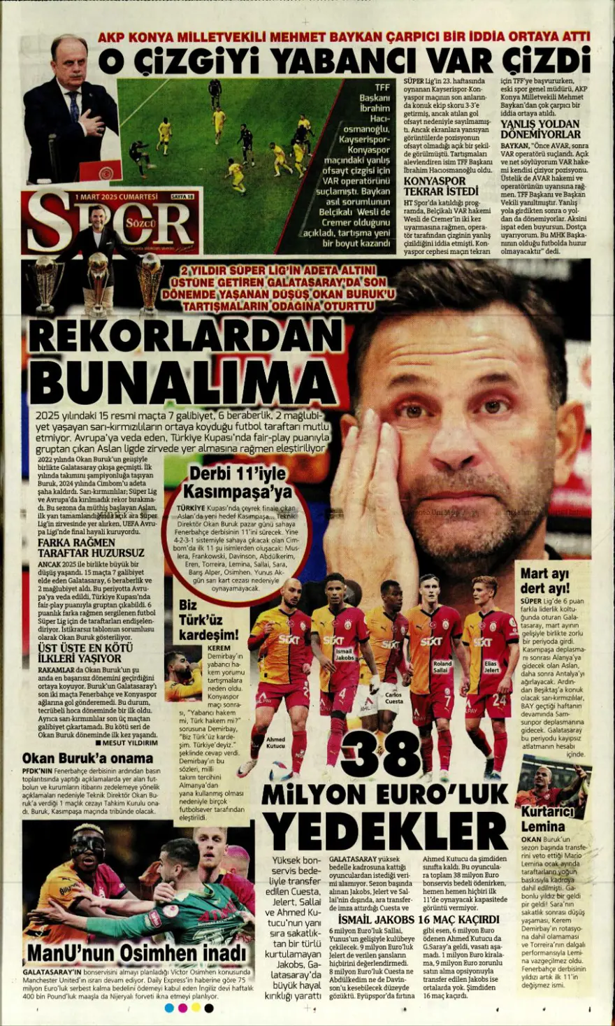 "Galatasaray Brezilyalı kaleciyle anlaştı" (1 Mart 2025 spor manşetleri) 12
