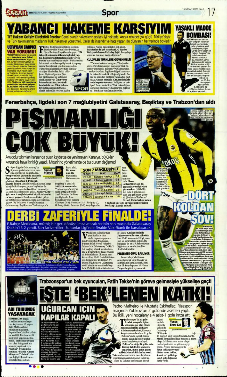 "Mertens'in yerine dünya yıldızı" (15 Nisan 2025 spor manşetleri) 9