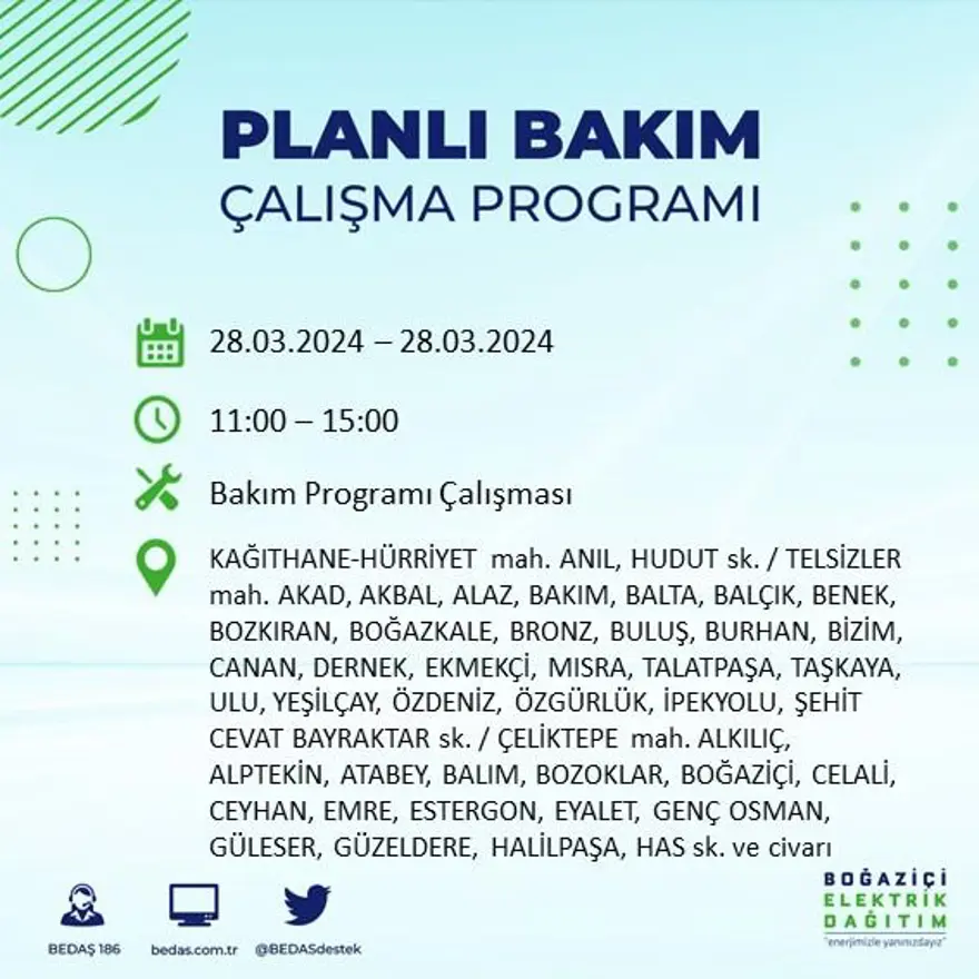 İstanbul'un 19 ilçesinde elektrik kesintisi: Elektrikler ne zaman gelecek? (28 Mart tarihli BEDAŞ kesinti programı) 41