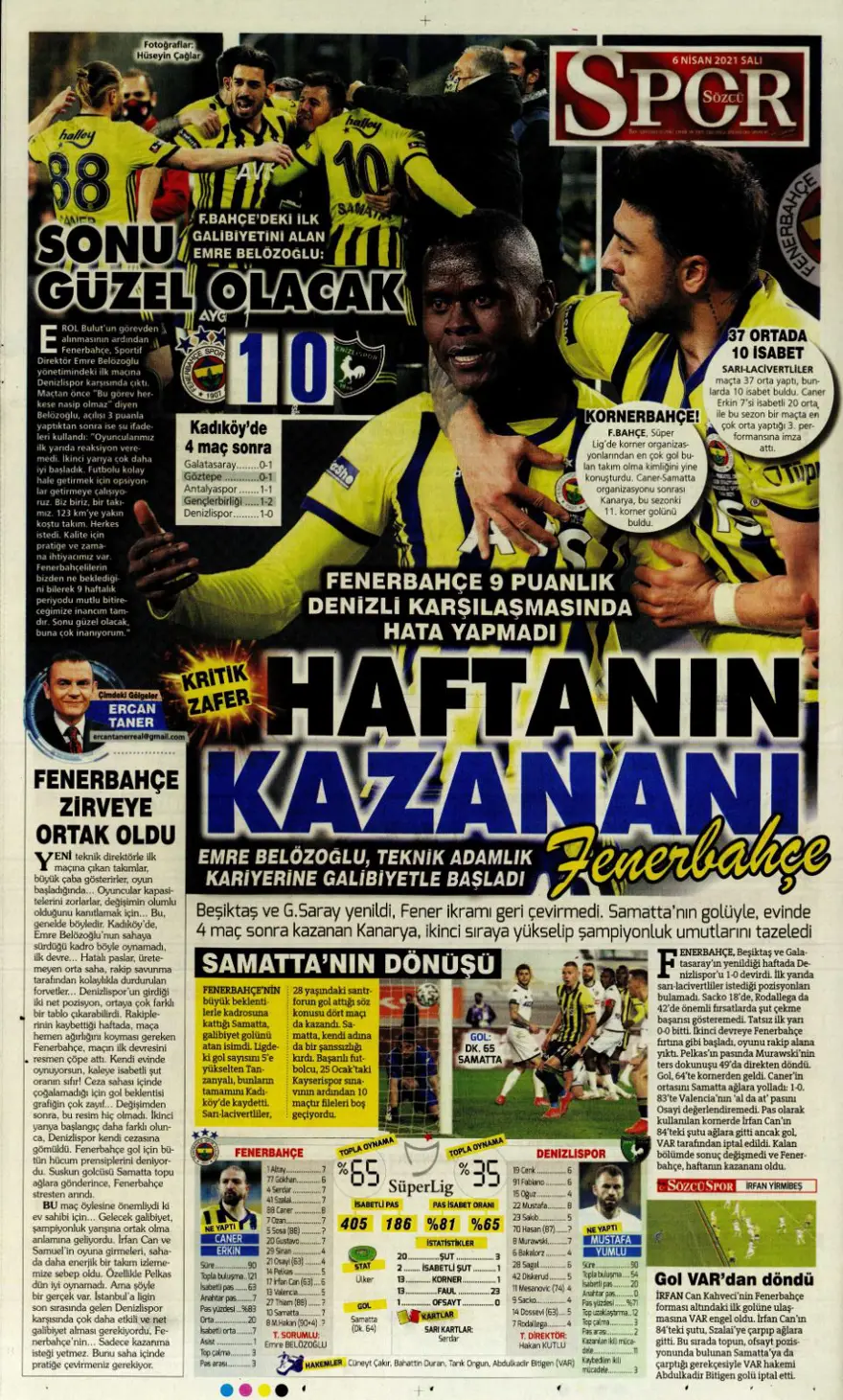 Günün spor manşetleri (6 Nisan 2021) 9