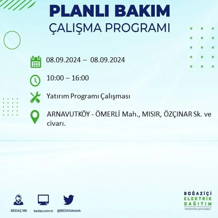 Bu ilçelerde oturanlar dikkat! 8 saat elektrik kesintisi yaşanacak: Elektrikler ne zaman gelecek? (8 Eylül BEDAŞ kesinti programı) 6